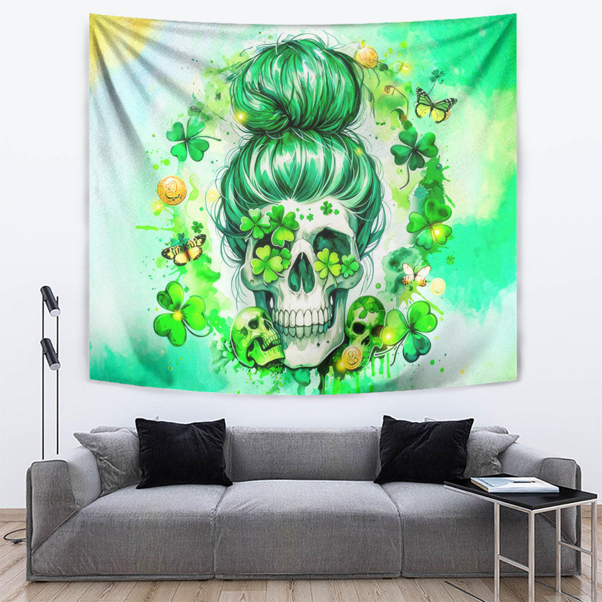 Irish Skull Tapestry Oho Lucky Mama