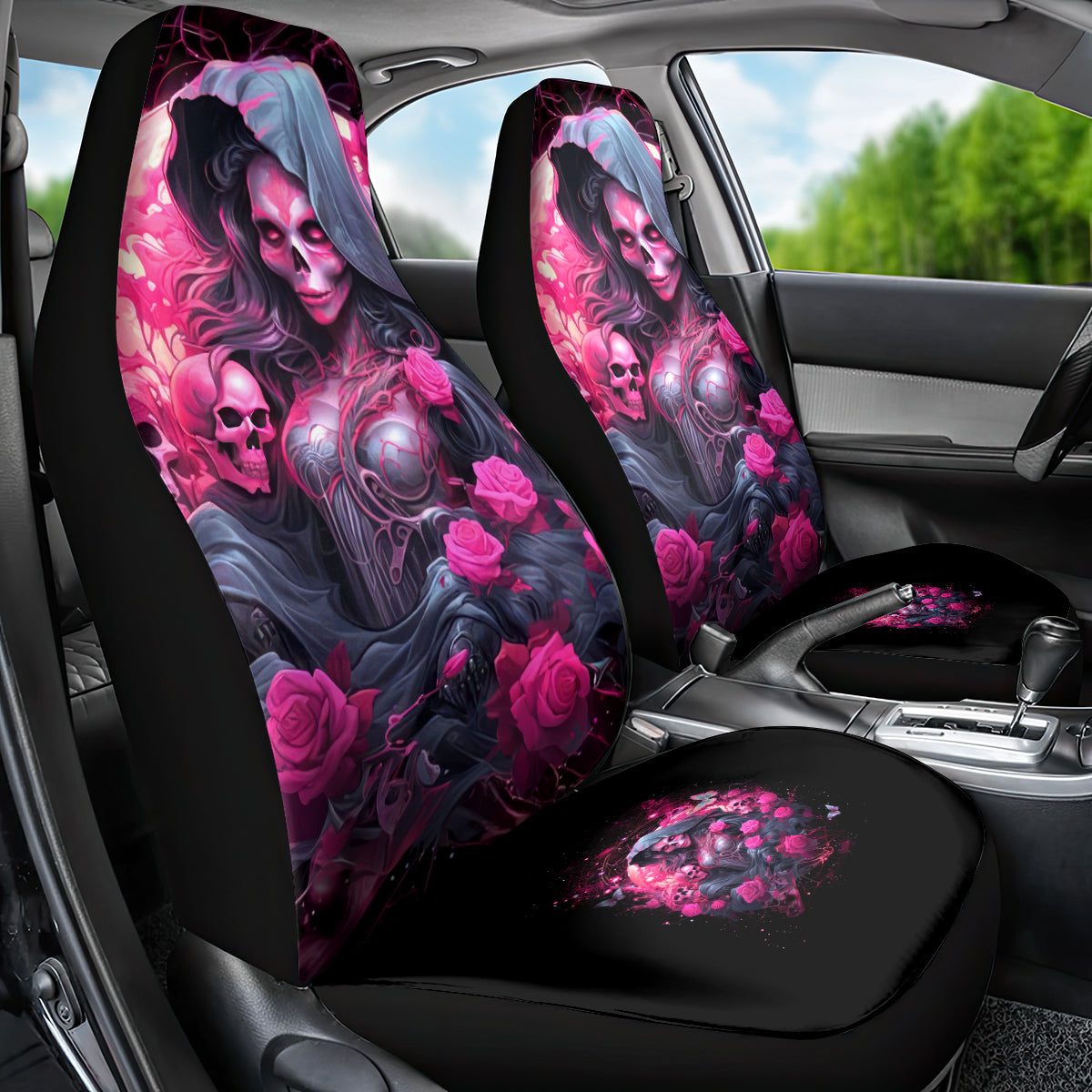 Witch Skull Car Seat Cover They Whispered To Her You Cannot Withstand The Storm - Wonder Print Shop