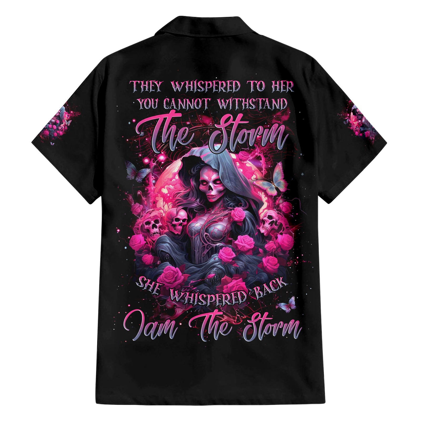 Witch Skull Hawaiian Shirt They Whispered To Her You Cannot Withstand The Storm - Wonder Print Shop