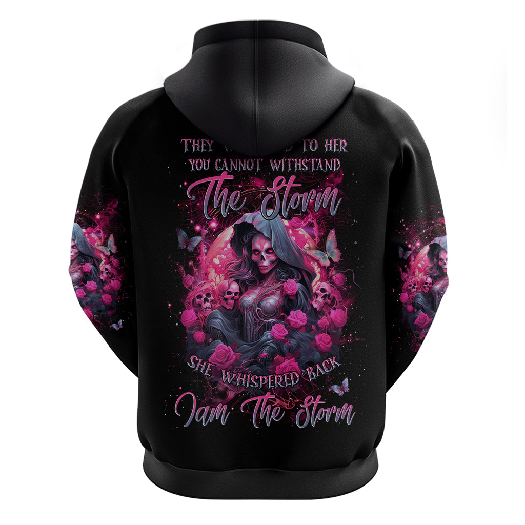 Witch Skull Hoodie They Whispered To Her You Cannot Withstand The Storm - Wonder Print Shop