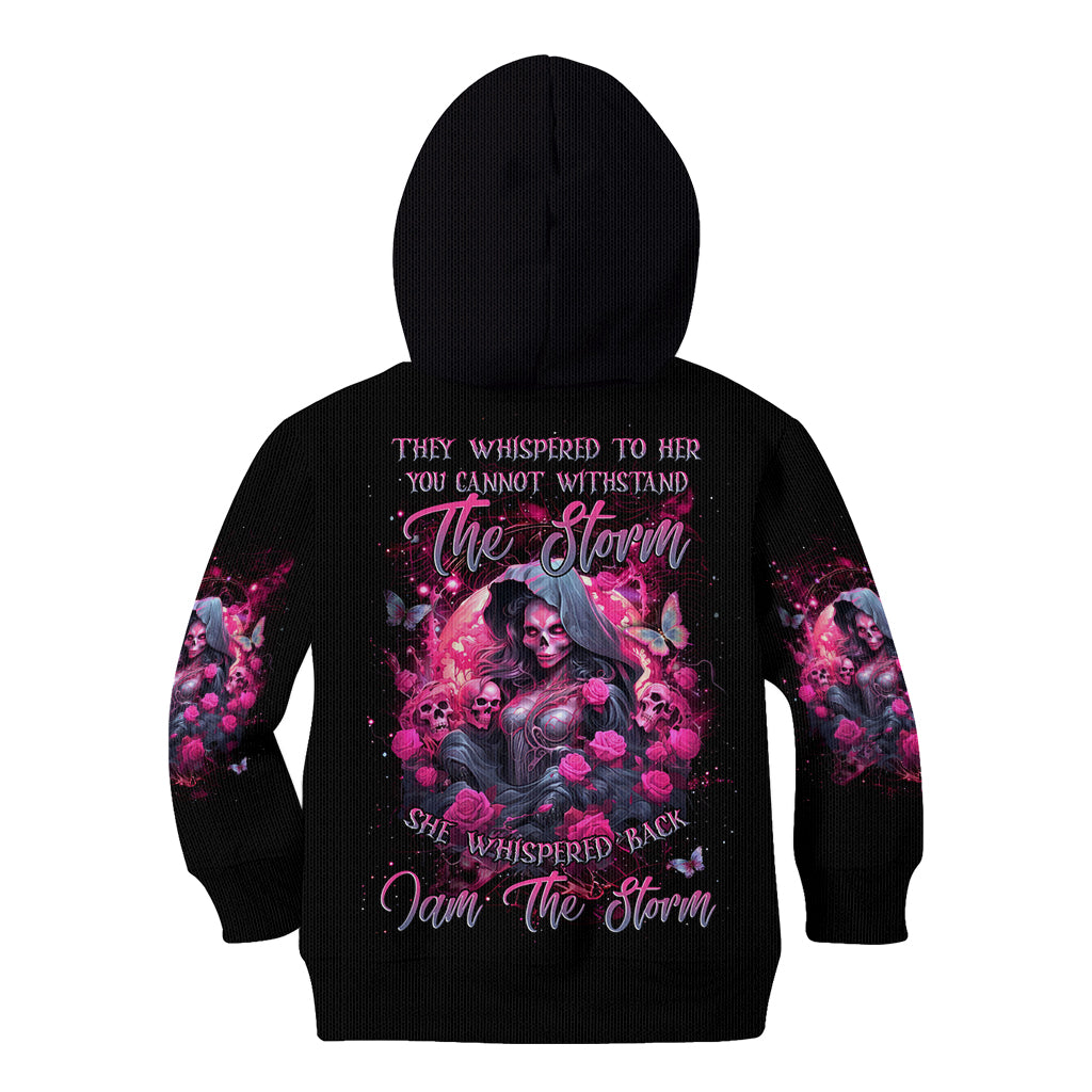 Witch Skull Kid Hoodie They Whispered To Her You Cannot Withstand The Storm - Wonder Print Shop