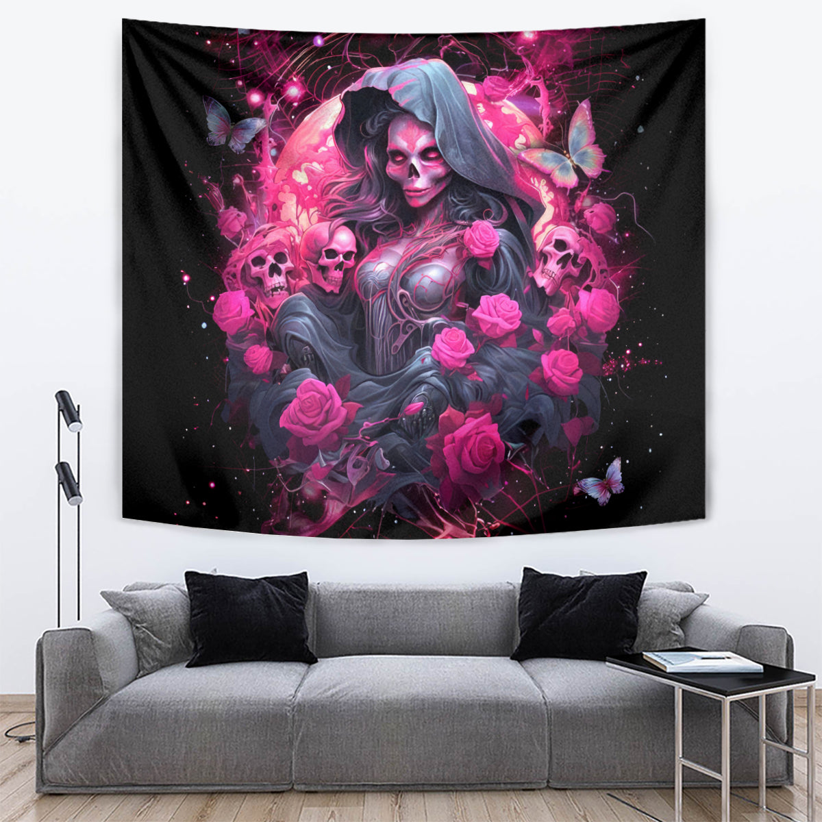 Witch Skull Tapestry They Whispered To Her You Cannot Withstand The Storm