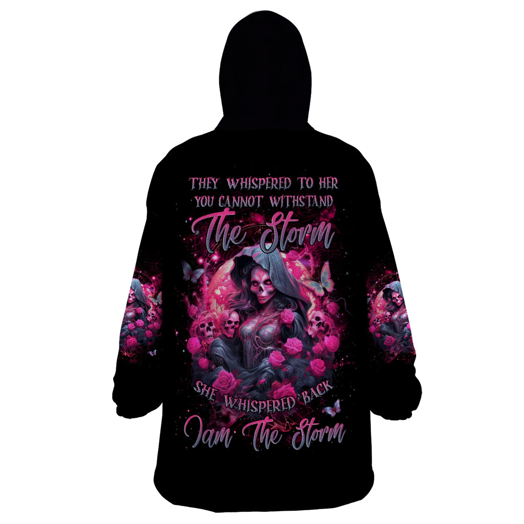 Witch Skull Wearable Blanket Hoodie They Whispered To Her You Cannot Withstand The Storm