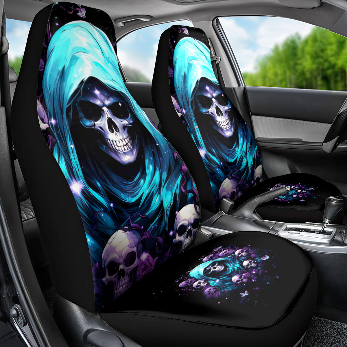 Reaper Skull Car Seat Cover Don't Try To Figure Me Out - Wonder Print Shop