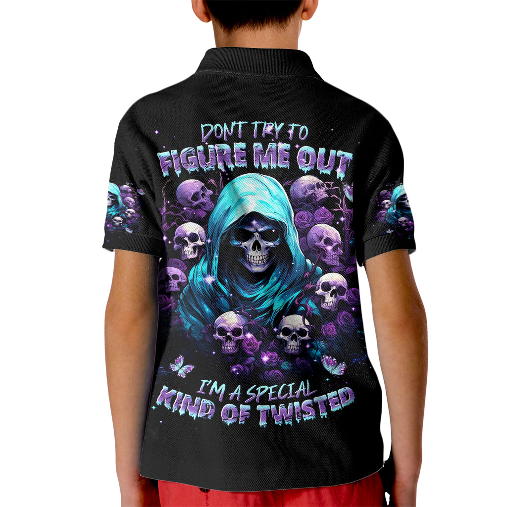 Reaper Skull Kid Polo Shirt Don't Try To Figure Me Out - Wonder Print Shop