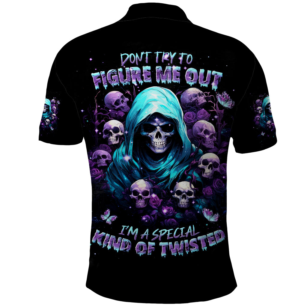 Reaper Skull Polo Shirt Don't Try To Figure Me Out - Wonder Print Shop