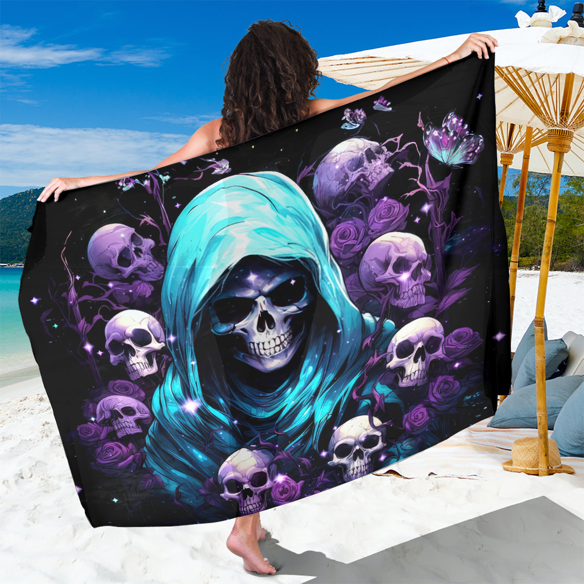 Reaper Skull Sarong Don't Try To Figure Me Out - Wonder Print Shop