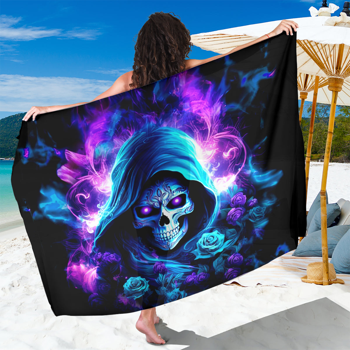 Rose Skull Sarong If My Mouth Doesn't Say It - Wonder Print Shop