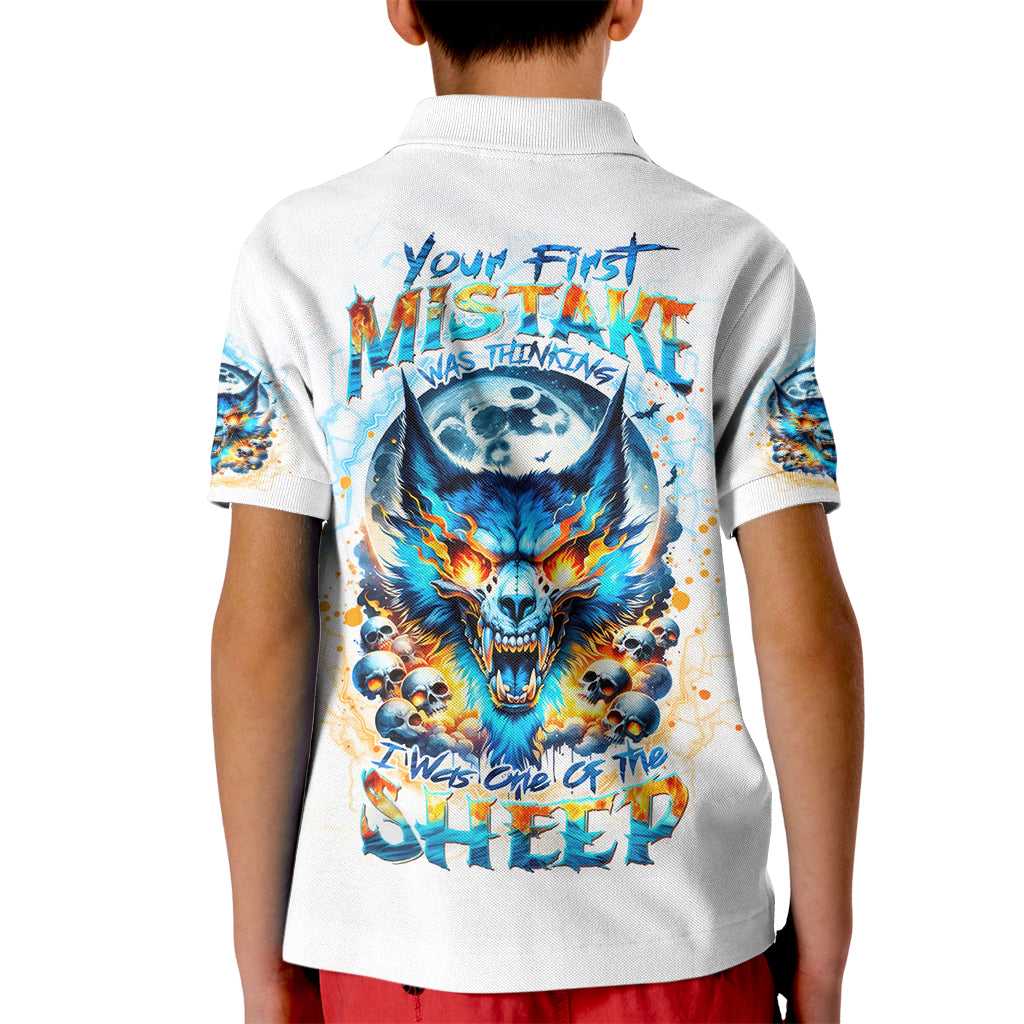 Wolf Skull Kid Polo Shirt You First Mistake Was Thinking I Was One Of The Sheep - Wonder Print Shop