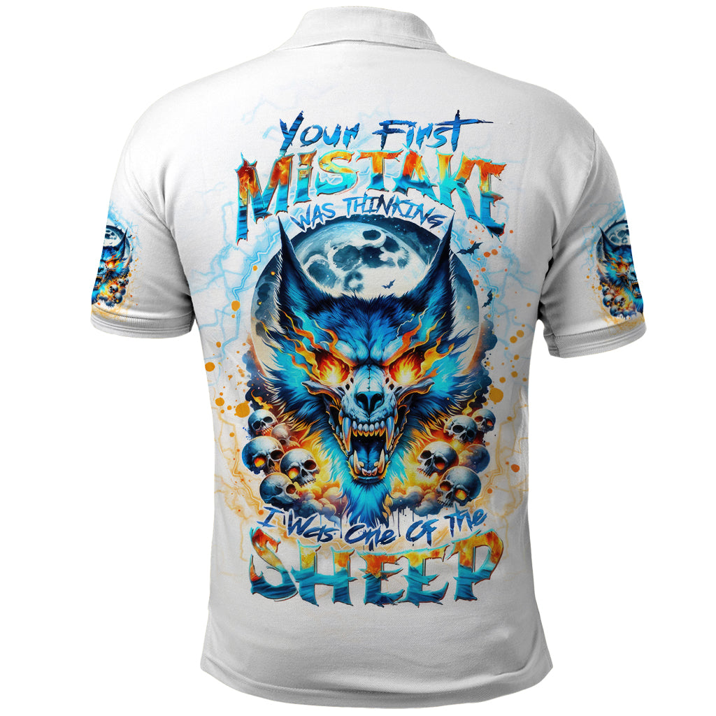 Wolf Skull Polo Shirt You First Mistake Was Thinking I Was One Of The Sheep - Wonder Print Shop