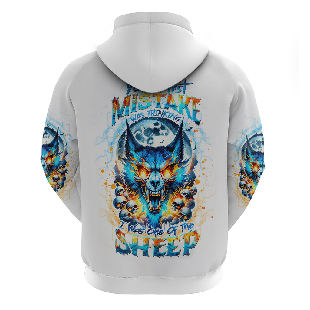 Wolf Skull Zip Hoodie You First Mistake Was Thinking I Was One Of The Sheep