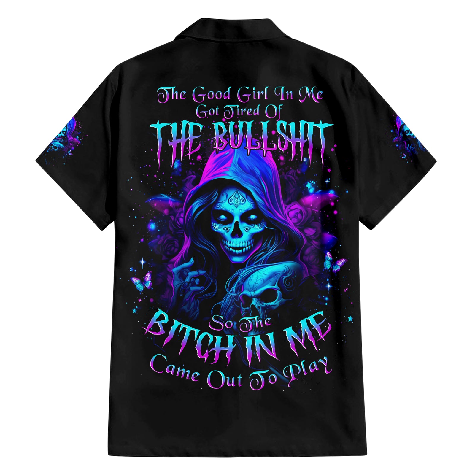 Witch Skull Hawaiian Shirt The Good Girl In Me Got Tired Of The Bullshit - Wonder Print Shop