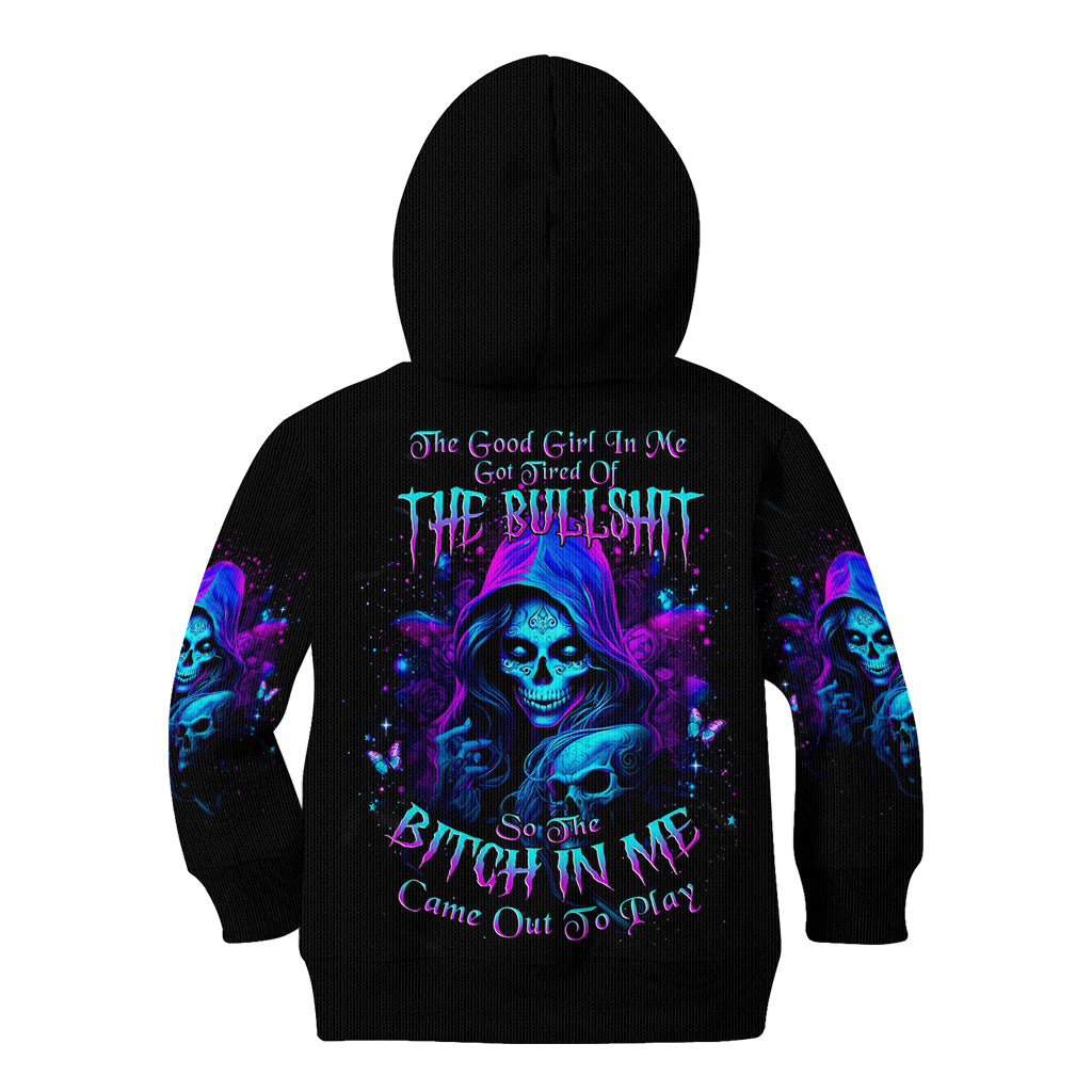 Witch Skull Kid Hoodie The Good Girl In Me Got Tired Of The Bullshit - Wonder Print Shop