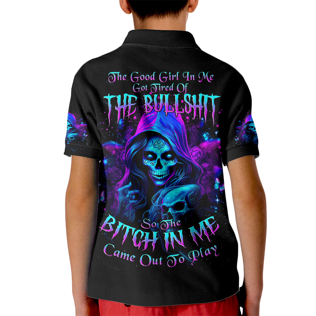 Witch Skull Kid Polo Shirt The Good Girl In Me Got Tired Of The Bullshit - Wonder Print Shop