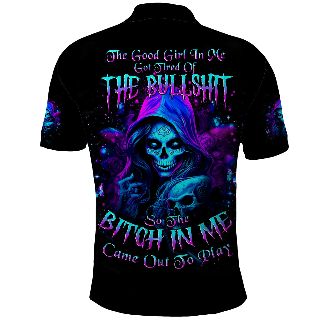 Witch Skull Polo Shirt The Good Girl In Me Got Tired Of The Bullshit - Wonder Print Shop