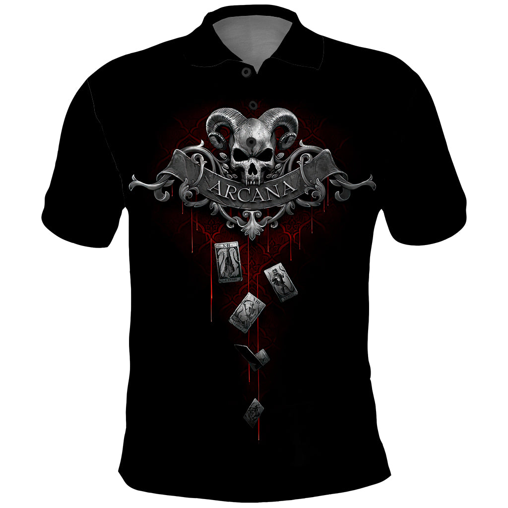 Skull Polo Shirt Death Reaper Arcana - Wonder Print Shop