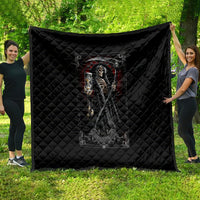 Black diamond-quilted throw blanket with Death Reaper skull-and-candle artwork