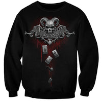 Black unisex sweatshirt with skull and arcana graphic front
