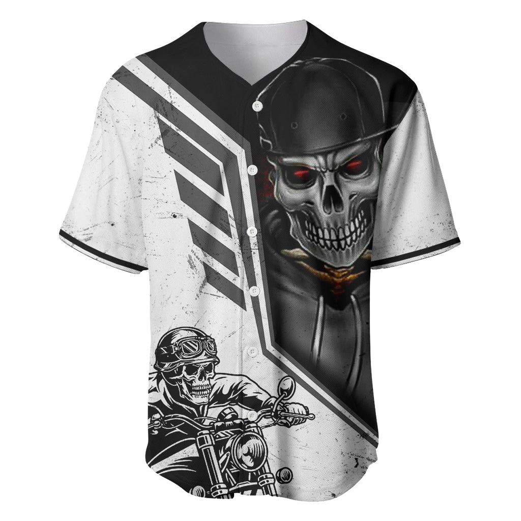 Skull Baseball Jersey Riding Motocycle - Wonder Print Shop