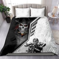 Black and white skull motorcycle rider duvet with two pillowcases