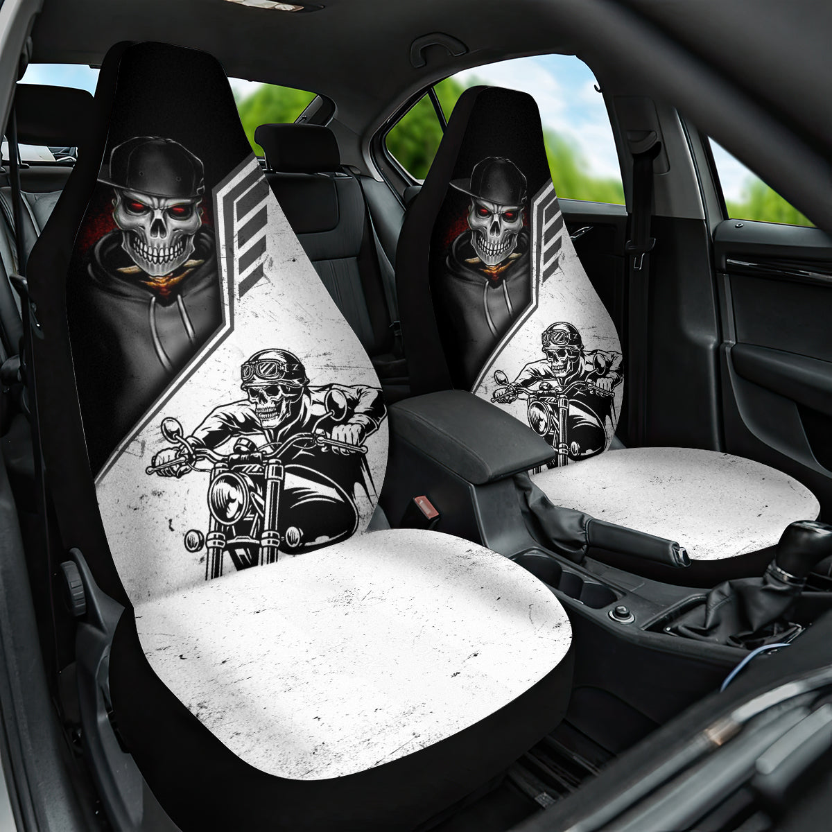 Skull Car Seat Cover Riding Motocycle - Wonder Print Shop