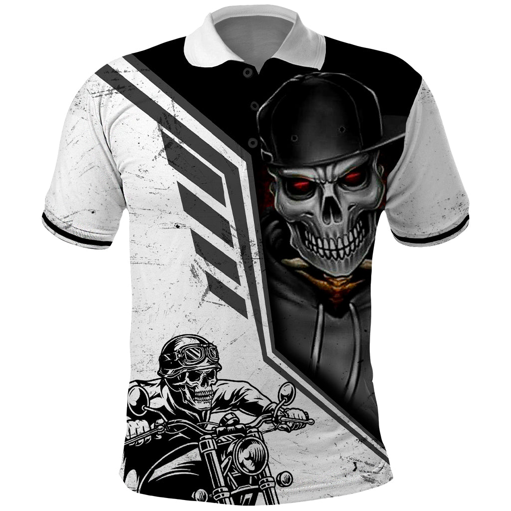 Skull Polo Shirt Riding Motocycle - Wonder Print Shop