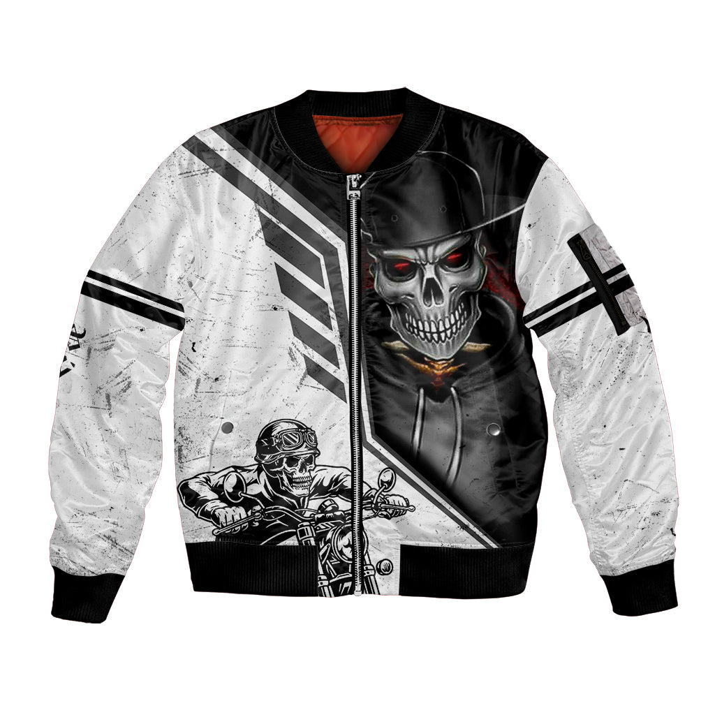 Skull Sleeve Zip Bomber Jacket Riding Motocycle DT01