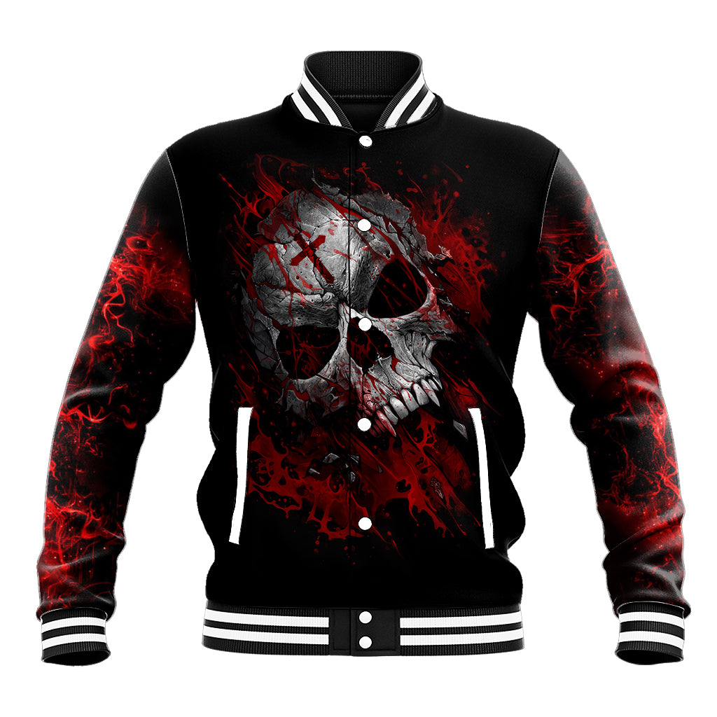 Skull Baseball Jacket Bloody Skull Scream - Wonder Print Shop