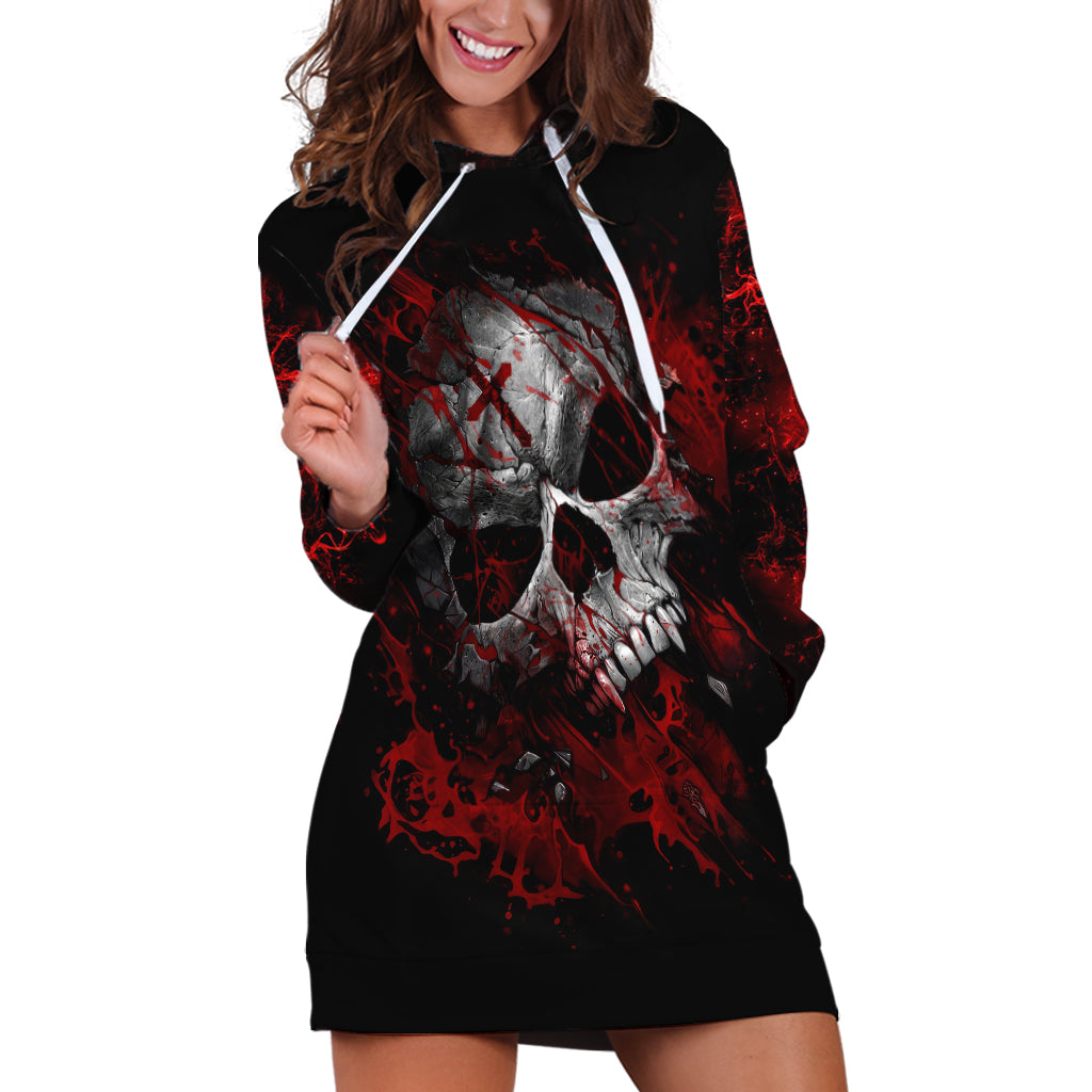 Skull Hoodie Dress Bloody Skull Scream - Wonder Print Shop