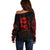 Skull Off Shoulder Sweater Bloody Skull Scream - Wonder Print Shop