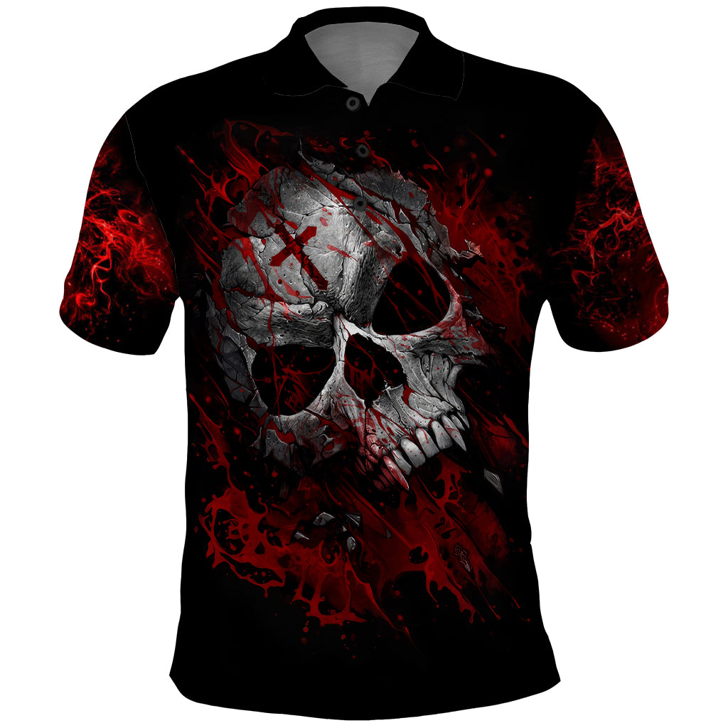 Skull Polo Shirt Bloody Skull Scream - Wonder Print Shop