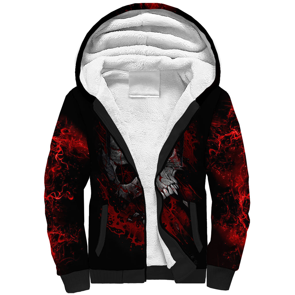 Skull Sherpa Hoodie Bloody Skull Scream DT01