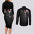 Skull Couples Matching Long Sleeve Bodycon Dress and Long Sleeve Button Shirts Death Angel Hold Skull - Wonder Print Shop