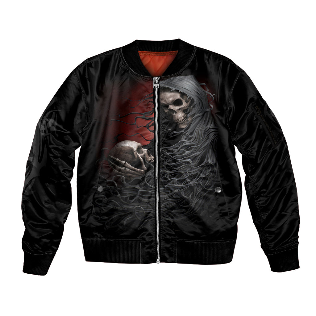 Skull Sleeve Zip Bomber Jacket Death Angel Hold Skull DT01