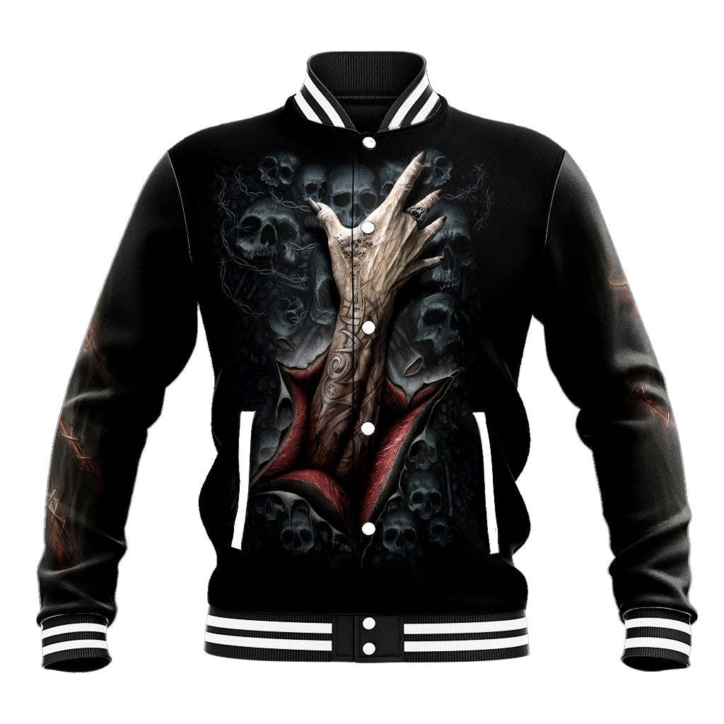 Skull Baseball Jacket Skeleton Ripped inside - Wonder Print Shop