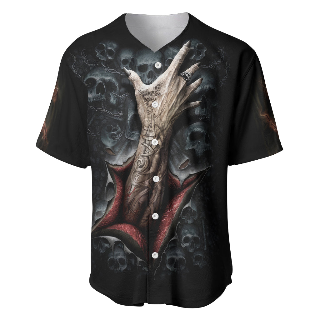 Skull Baseball Jersey Skeleton Ripped inside - Wonder Print Shop