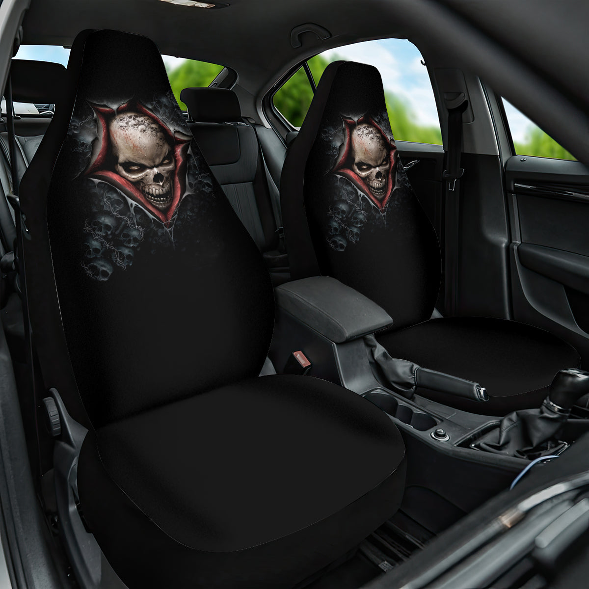 Skull Car Seat Cover Skeleton Ripped inside - Wonder Print Shop