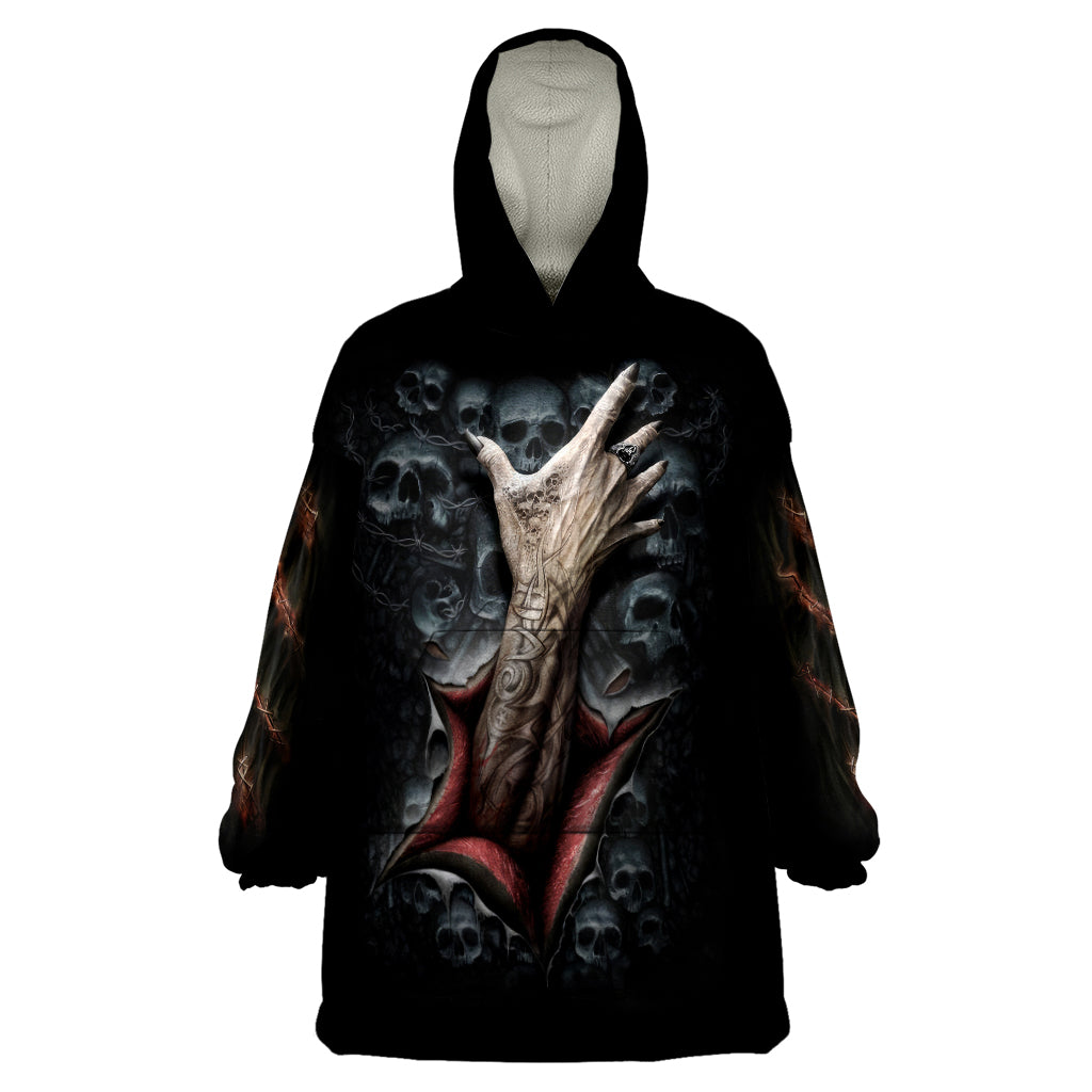 Skull Wearable Blanket Hoodie Skeleton Ripped inside DT01