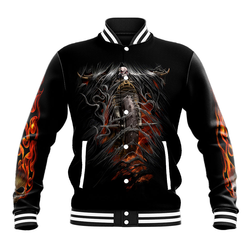 Flaming Skull Baseball Jacket Death Angel Riding Motocycle - Wonder Print Shop