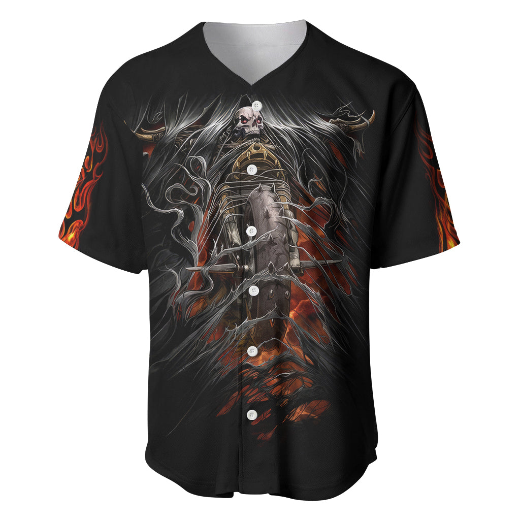 Flaming Skull Baseball Jersey Death Angel Riding Motocycle - Wonder Print Shop