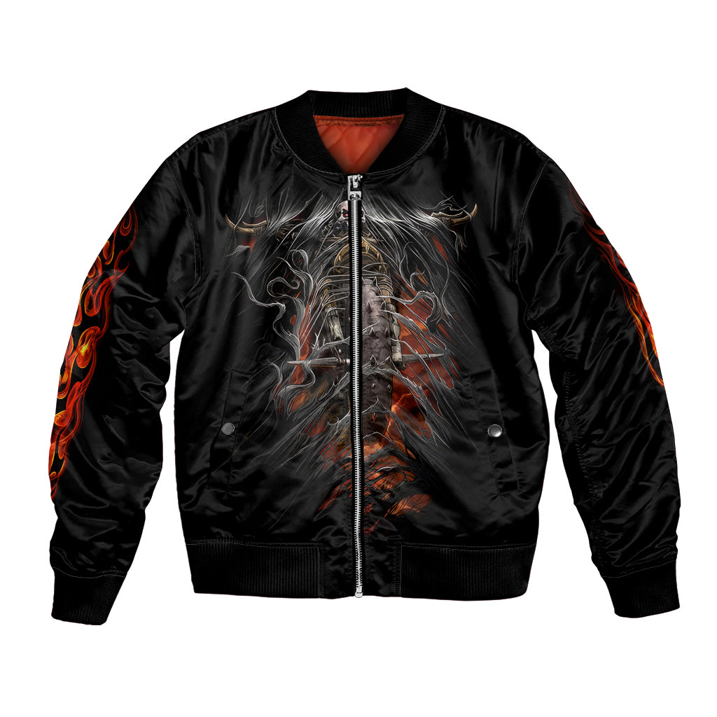 Flaming Skull Bomber Jacket Death Angel Riding Motocycle - Wonder Print Shop