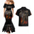 Flaming Skull Couples Matching Mermaid Dress And Hawaiian Shirt Death Angel Riding Motocycle - Wonder Print Shop