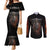 Flaming Skull Couples Matching Mermaid Dress and Long Sleeve Button Shirts Death Angel Riding Motocycle DT01