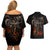 Flaming Skull Couples Matching Off Shoulder Short Dress and Hawaiian Shirt Death Angel Riding Motocycle - Wonder Print Shop