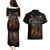 Flaming Skull Couples Matching Puletasi Dress and Hawaiian Shirt Death Angel Riding Motocycle - Wonder Print Shop