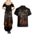 Flaming Skull Couples Matching Summer Maxi Dress and Hawaiian Shirt Death Angel Riding Motocycle - Wonder Print Shop