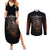 Flaming Skull Couples Matching Summer Maxi Dress and Long Sleeve Button Shirts Death Angel Riding Motocycle - Wonder Print Shop