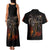 Flaming Skull Couples Matching Tank Maxi Dress And Hawaiian Shirt Death Angel Riding Motocycle - Wonder Print Shop