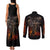 Flaming Skull Couples Matching Tank Maxi Dress and Long Sleeve Button Shirts Death Angel Riding Motocycle - Wonder Print Shop