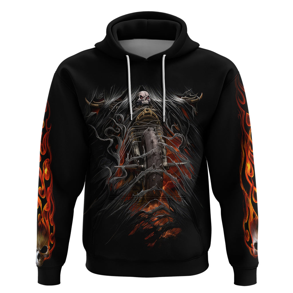 Flaming Skull Hoodie Death Angel Riding Motocycle - Wonder Print Shop